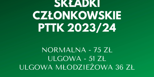 Składki członkowskie PTTK 2023/24